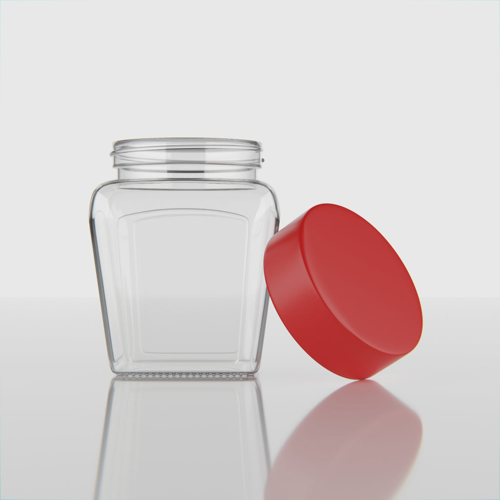 300 ML Tulsi Design Glass Jar with Red & Steel Airtight Cap