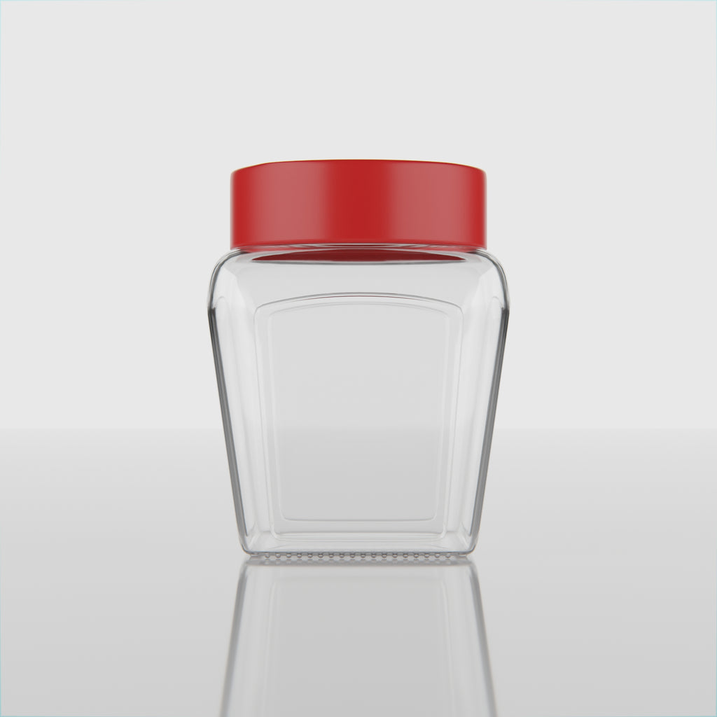 300 ML Tulsi Design Glass Jar with Red & Steel Airtight Cap