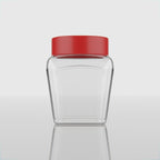 300 ML Tulsi Design Glass Jar with Red & Steel Airtight Cap