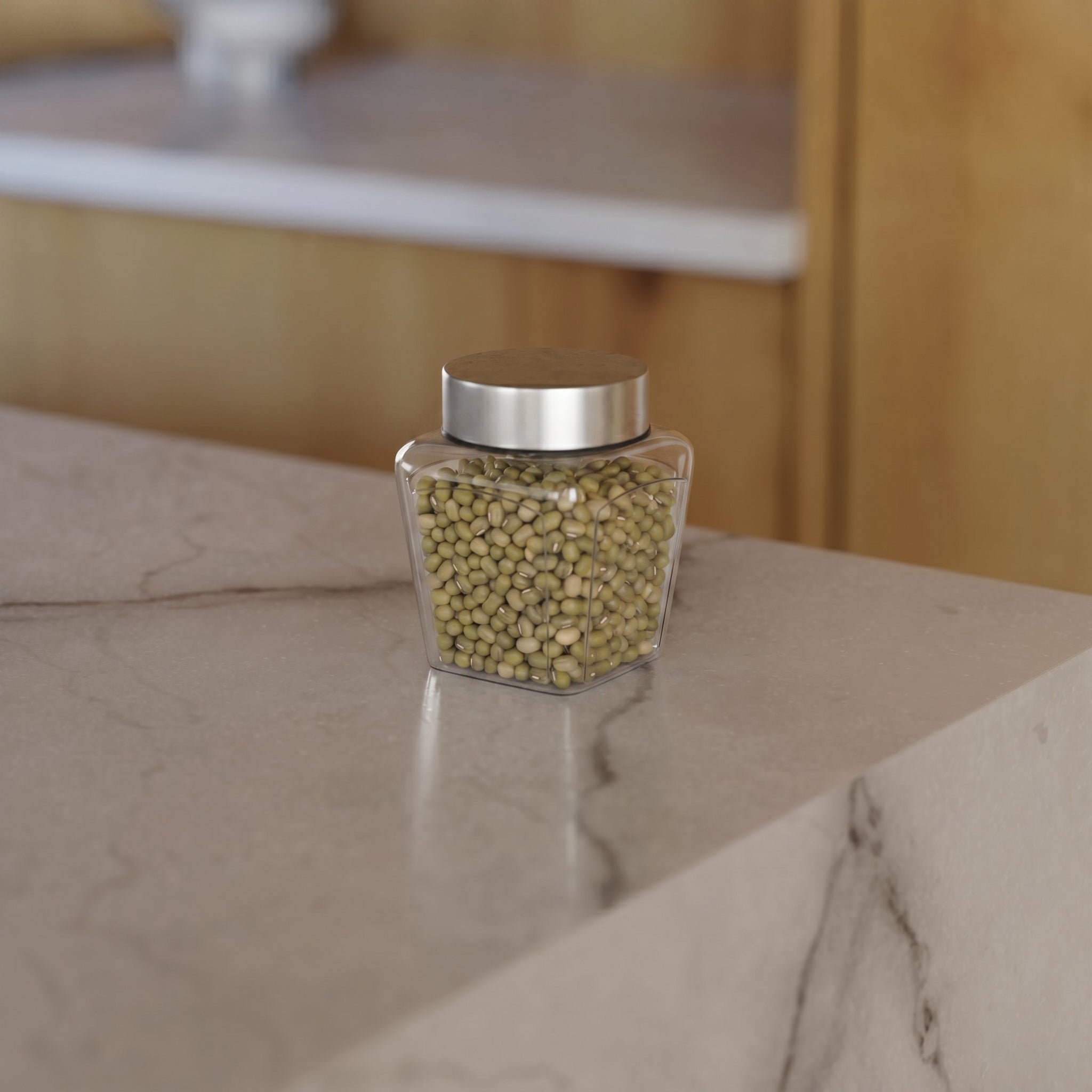 300 ML Tulsi Design Glass Jar with Red & Steel Airtight Cap