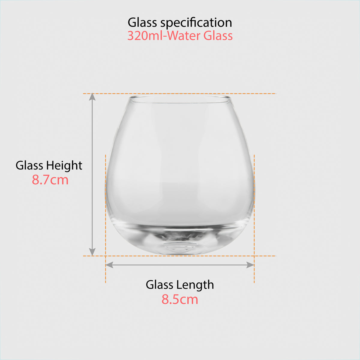 320 ML Clear Water Glasses