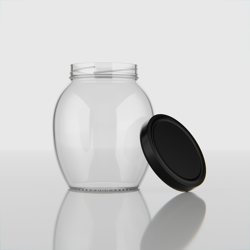 355 ML Matka Glass Jar with Black & Golden Airtight Cap
