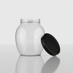 355 ML Matka Glass Jar with Black & Golden Airtight Cap