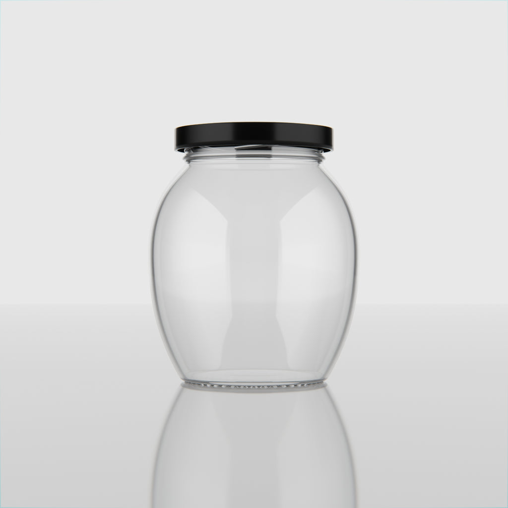 355 ML Matka Glass Jar with Black & Golden Airtight Cap