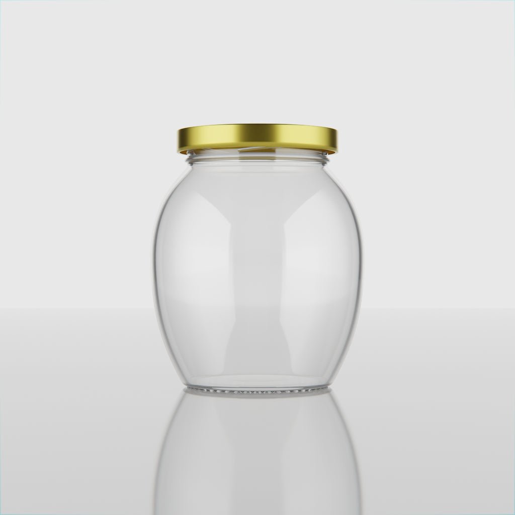 355 ML Matka Glass Jar with Black & Golden Airtight Cap