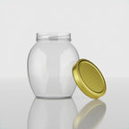 355 ML Matka Glass Jar with Black & Golden Airtight Cap