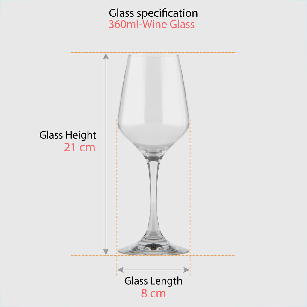 360 ML Premium Clear Wine Glasses