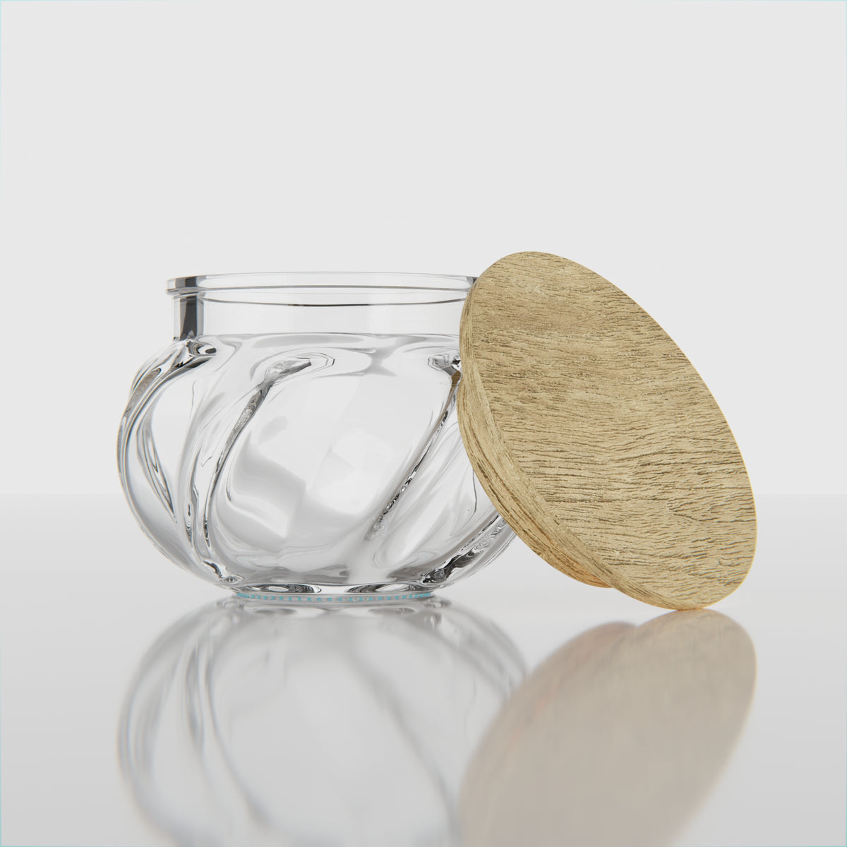 400 ML Flower-Shaped Glass Storage Jar with Wooden Lid
