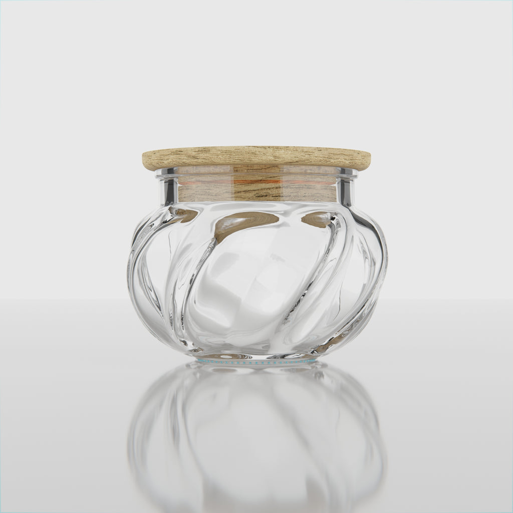 400 ML Flower-Shaped Glass Storage Jar with Wooden Lid