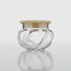 400 ML Flower-Shaped Glass Storage Jar with Wooden Lid