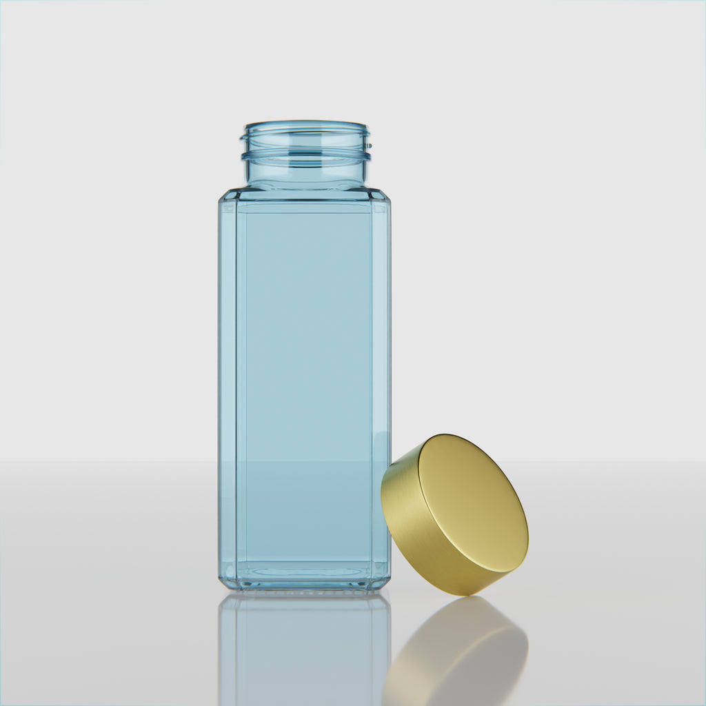500 ML Snow Blue Glass Bottle with Silver & Gold Cap