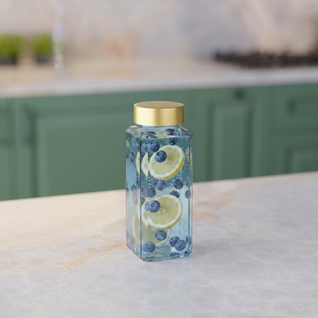 500 ML Snow Blue Glass Bottle with Silver & Gold Cap