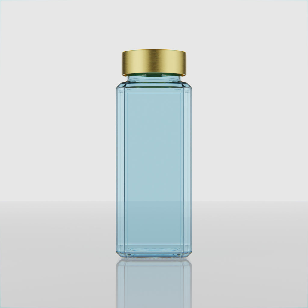 500 ML Snow Blue Glass Bottle with Silver & Gold Cap