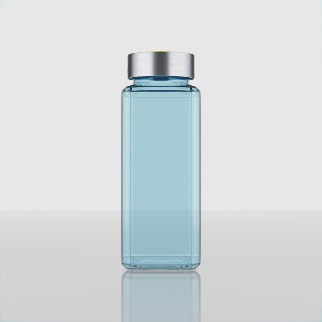500 ML Snow Blue Glass Bottle with Silver & Gold Cap