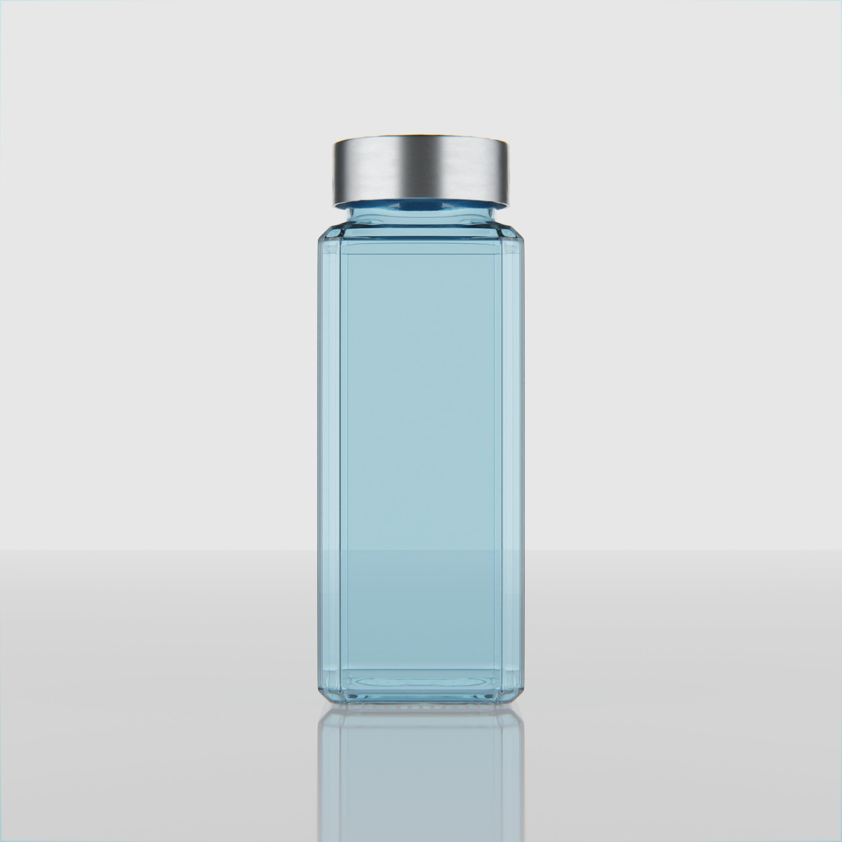 500 ML Snow Blue Glass Bottle with Silver & Gold Cap