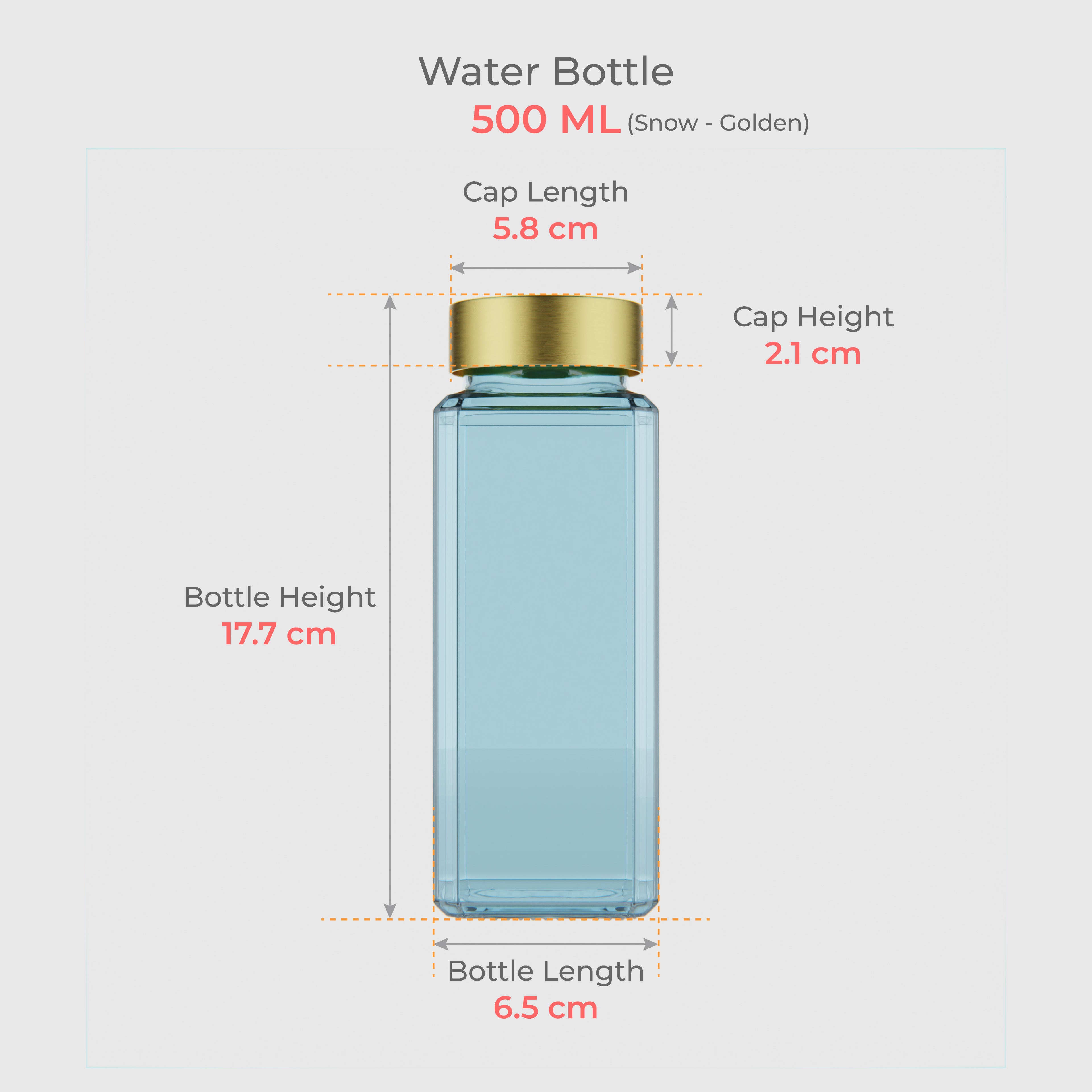 500 ML Snow Blue Glass Bottle with Silver & Gold Cap