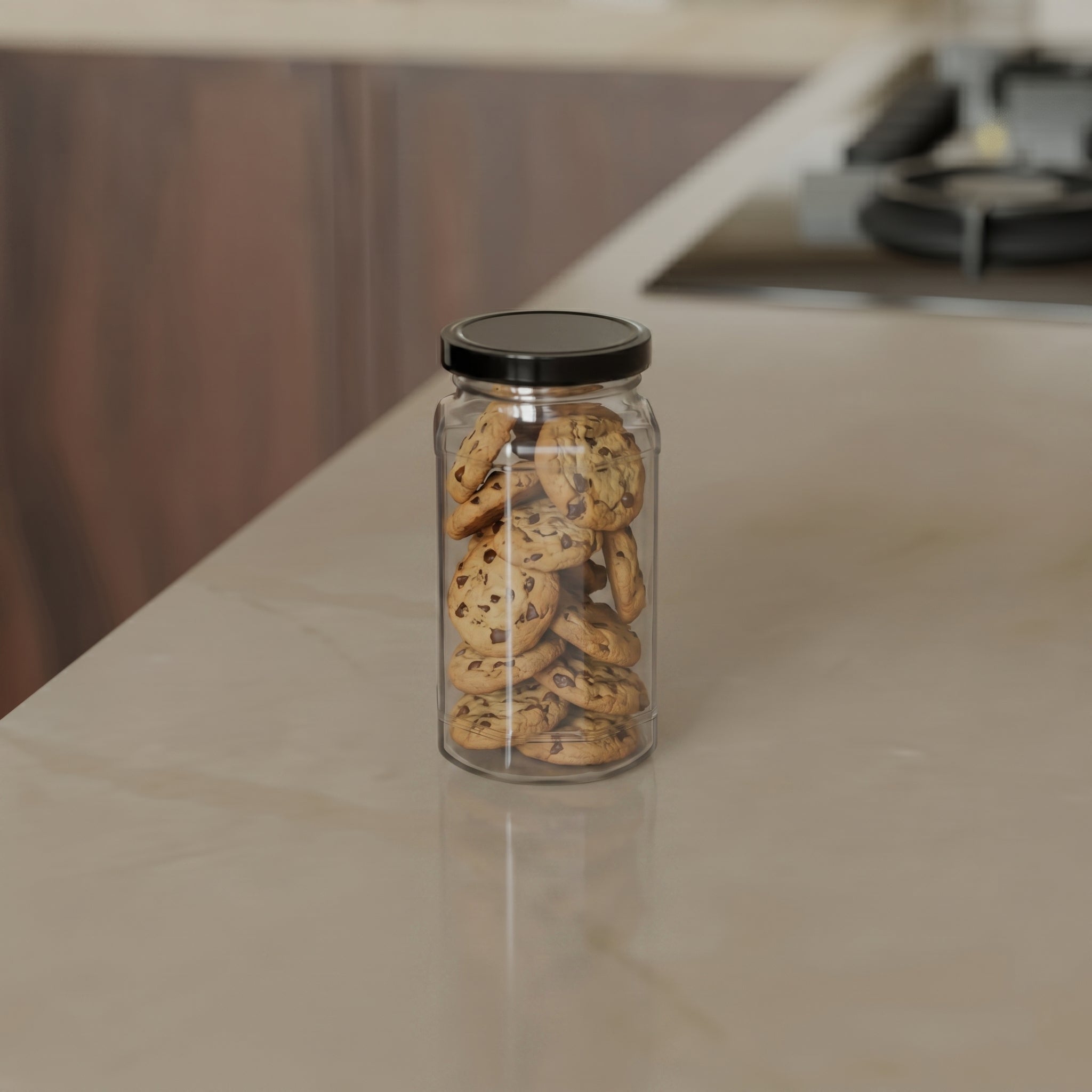 450 ML Hexagonal Glass Jars with Black & Gold Cap