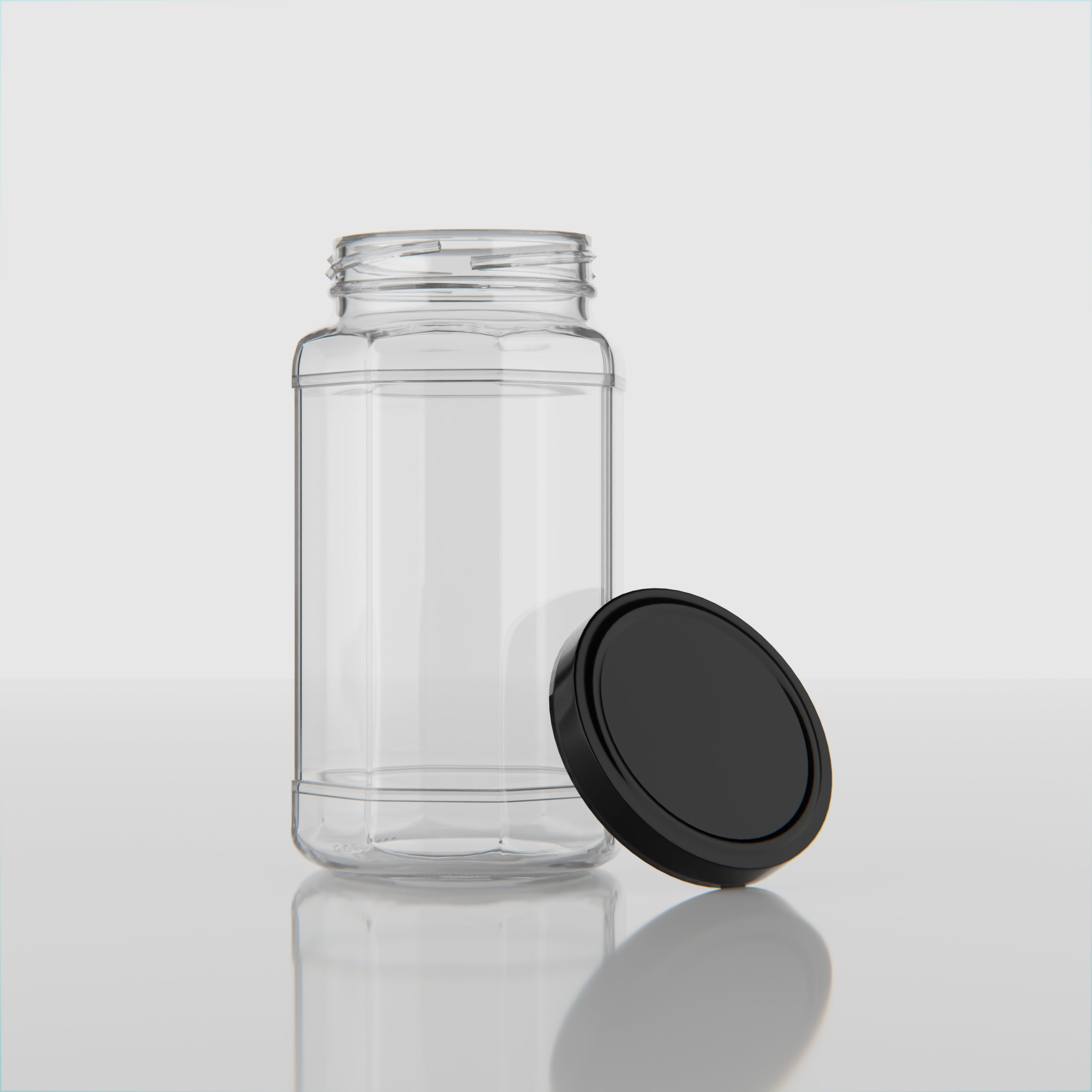 450 ML Hexagonal Glass Jars with Black & Gold Cap