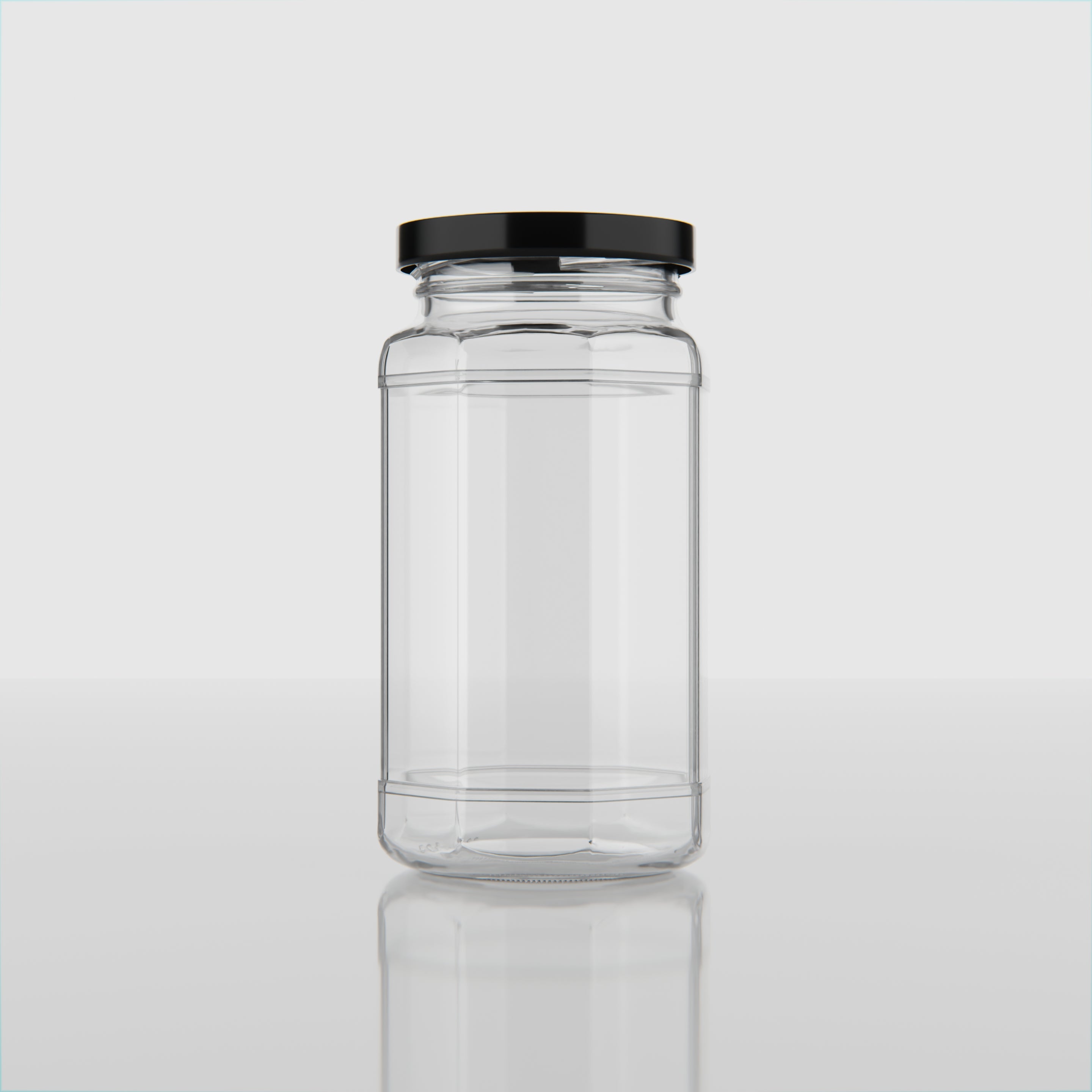 450 ML Hexagonal Glass Jars with Black & Gold Cap