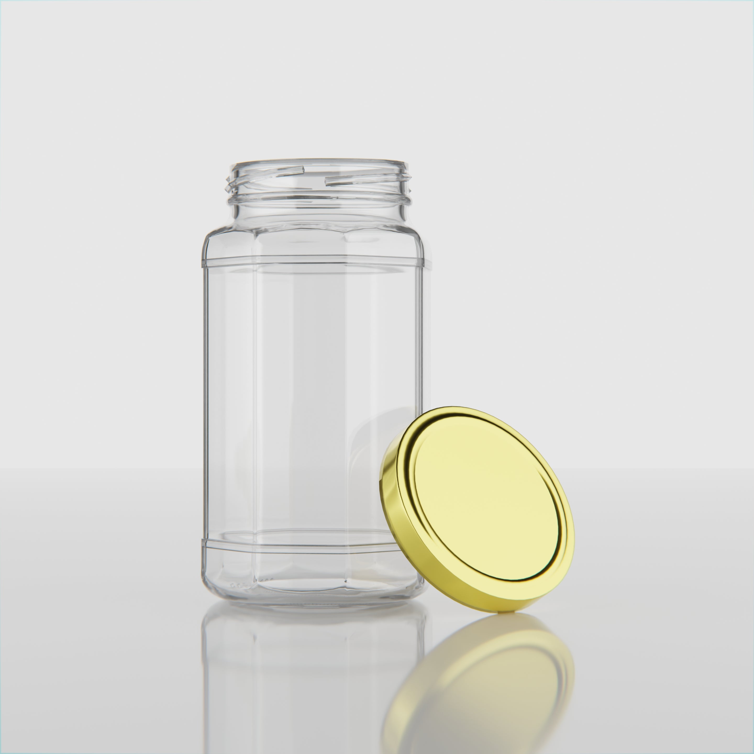 450 ML Hexagonal Glass Jars with Black & Gold Cap