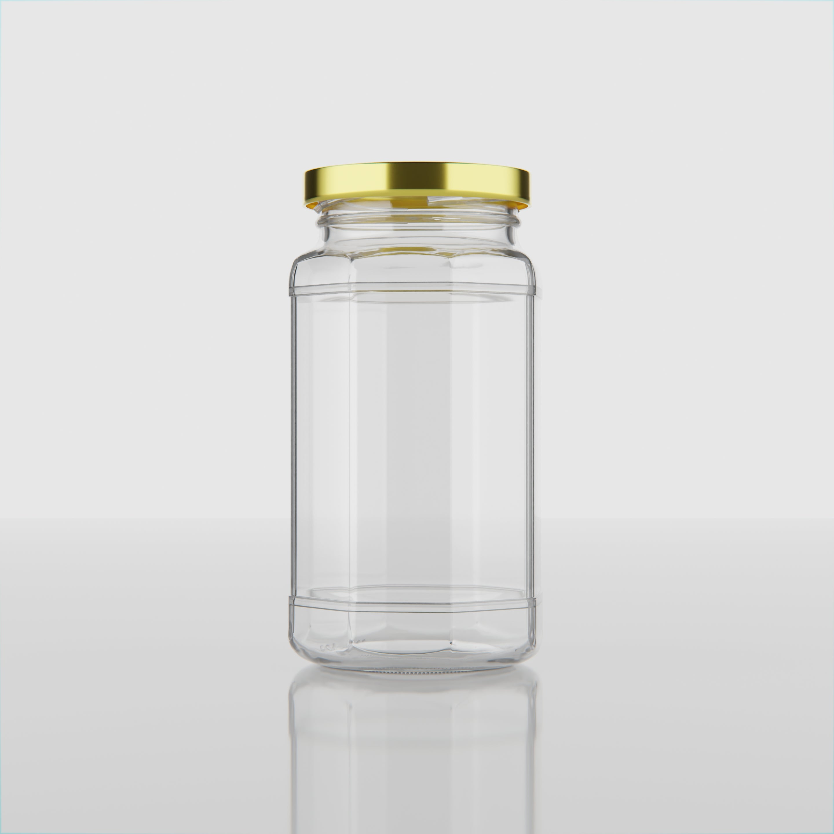450 ML Hexagonal Glass Jars with Black & Gold Cap