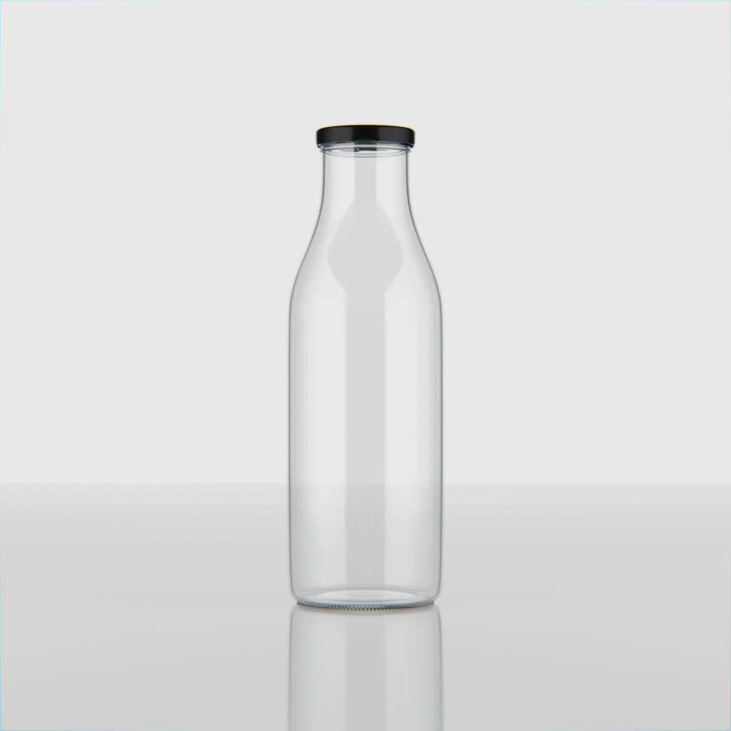 500 ML Milk Glass Bottle with Black Cap