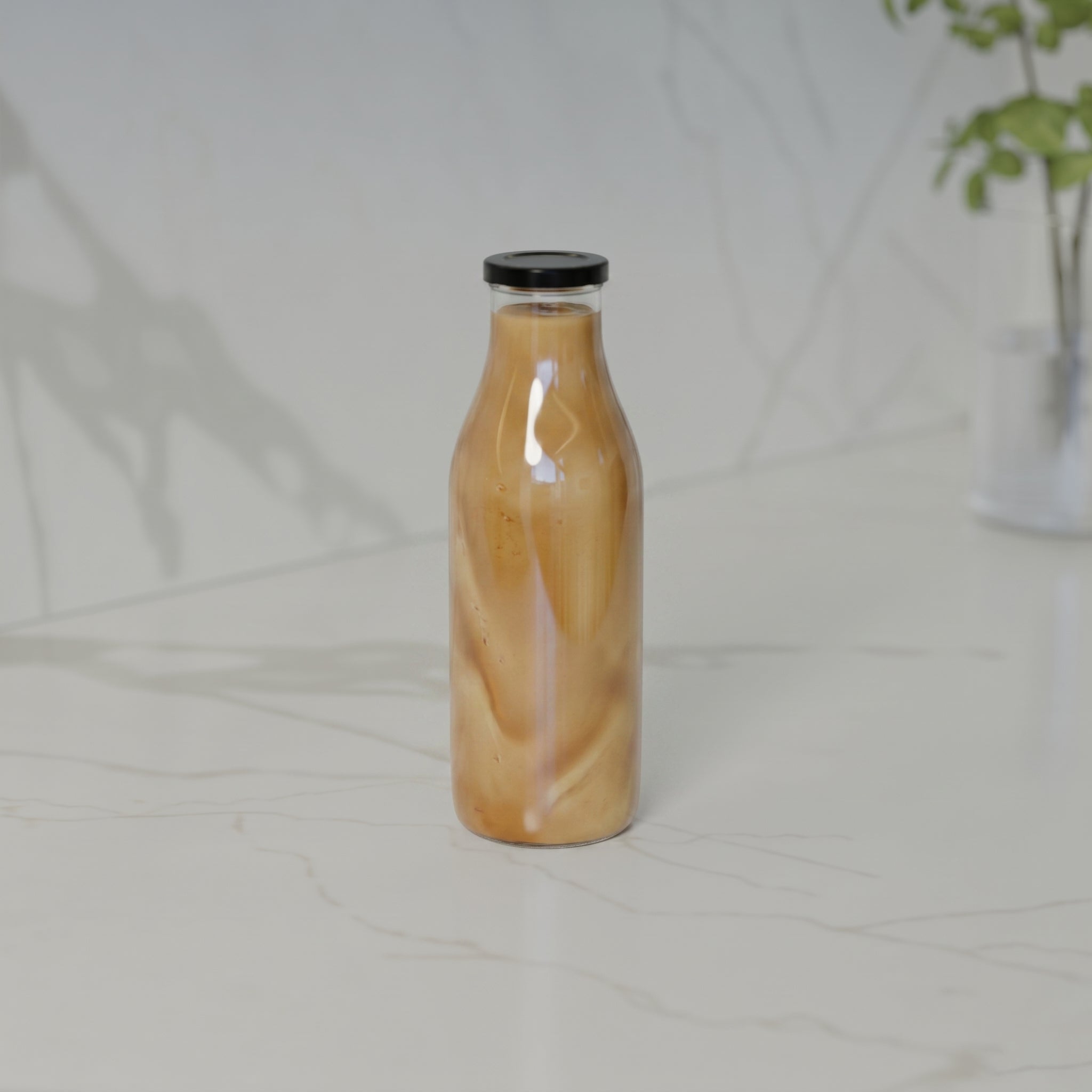 500 ML Milk Glass Bottle with Black Cap