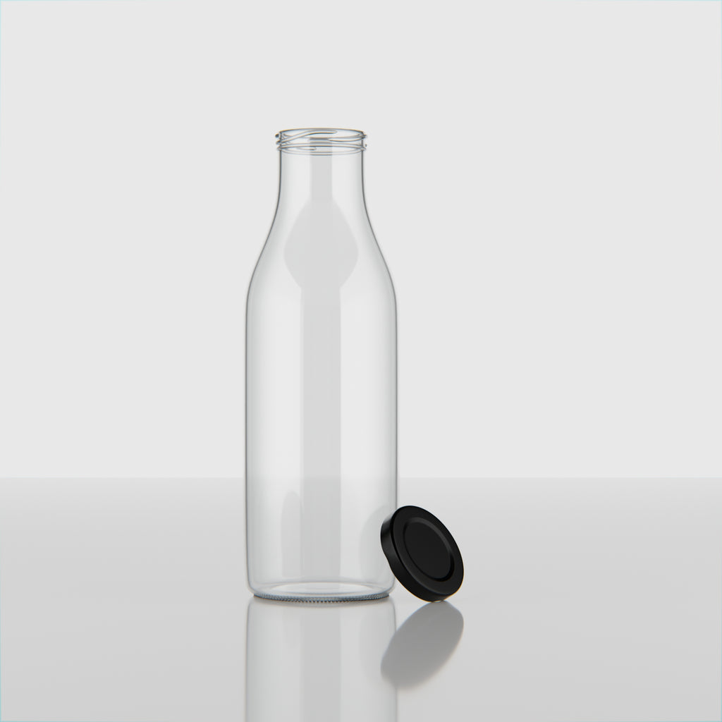 500 ML Milk Glass Bottle with Black Cap