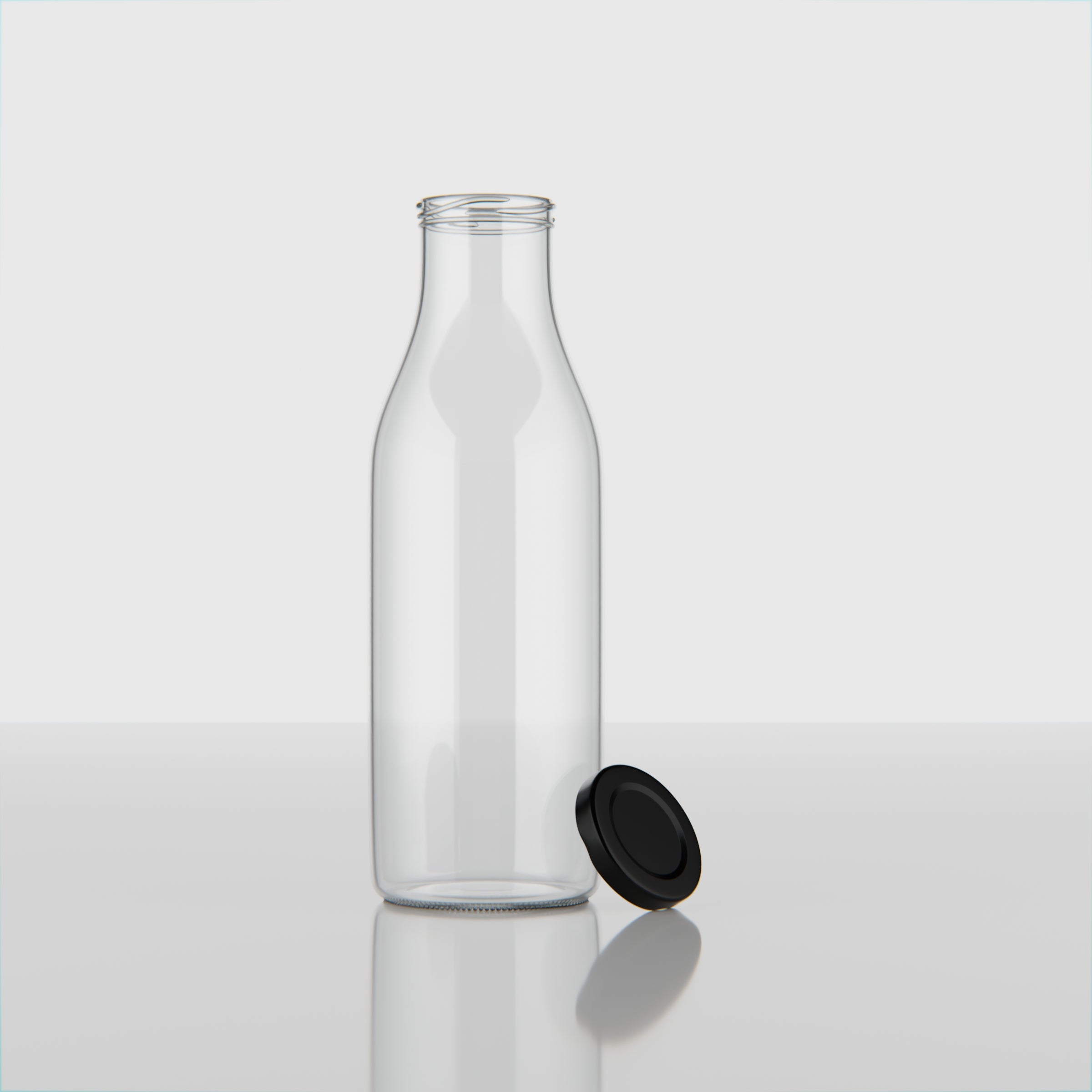 500 ML Milk Glass Bottle with Black Cap