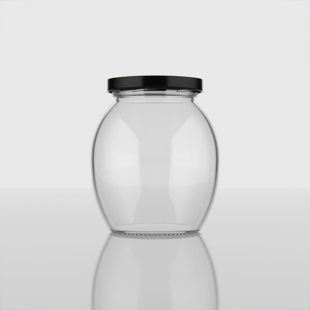 500 ML Matka Glass Jar with Black Airtight Cap