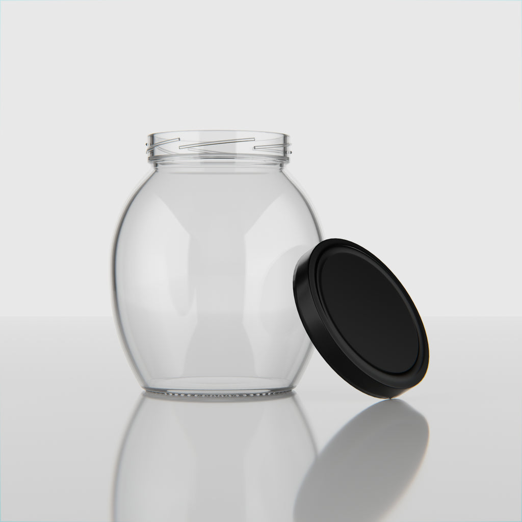 500 ML Matka Glass Jar with Black Airtight Cap
