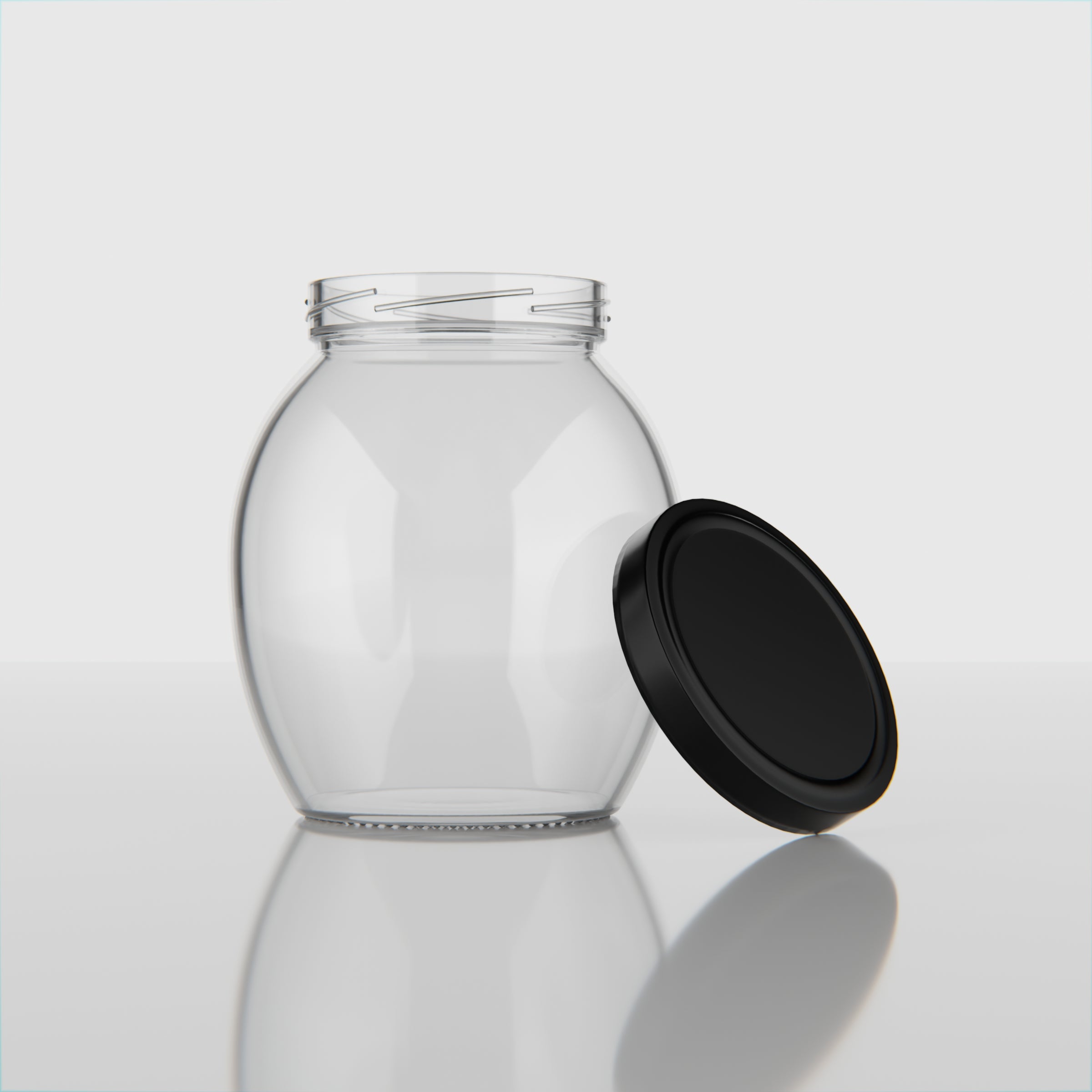 500 ML Matka Glass Jar with Black Airtight Cap