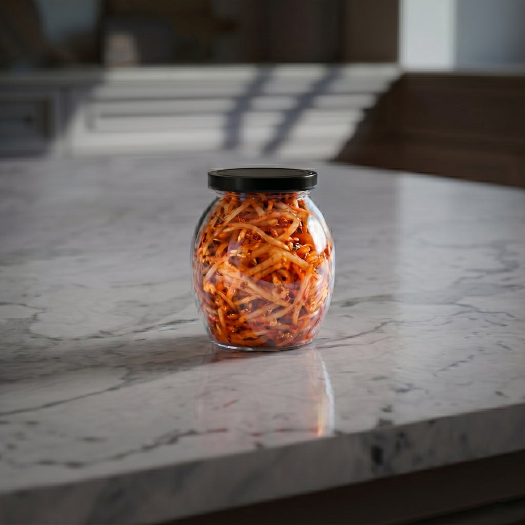 500 ML Matka Glass Jar with Black Airtight Cap