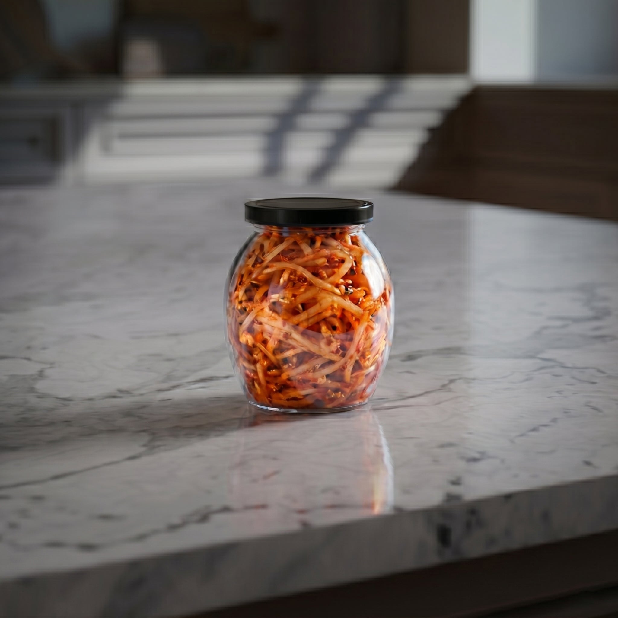 500 ML Matka Glass Jar with Black Airtight Cap