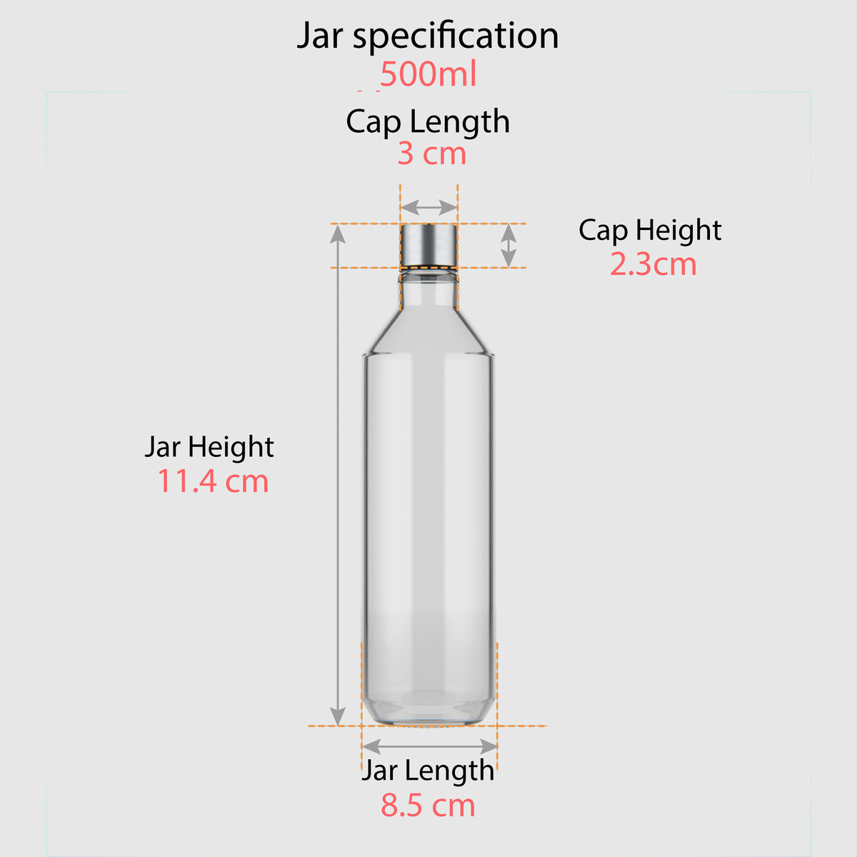 500 ML Glass Water Bottle with Stainless Steel Cap