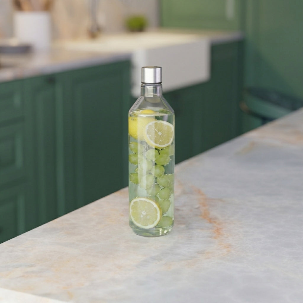 500 ML Glass Water Bottle with Stainless Steel Cap