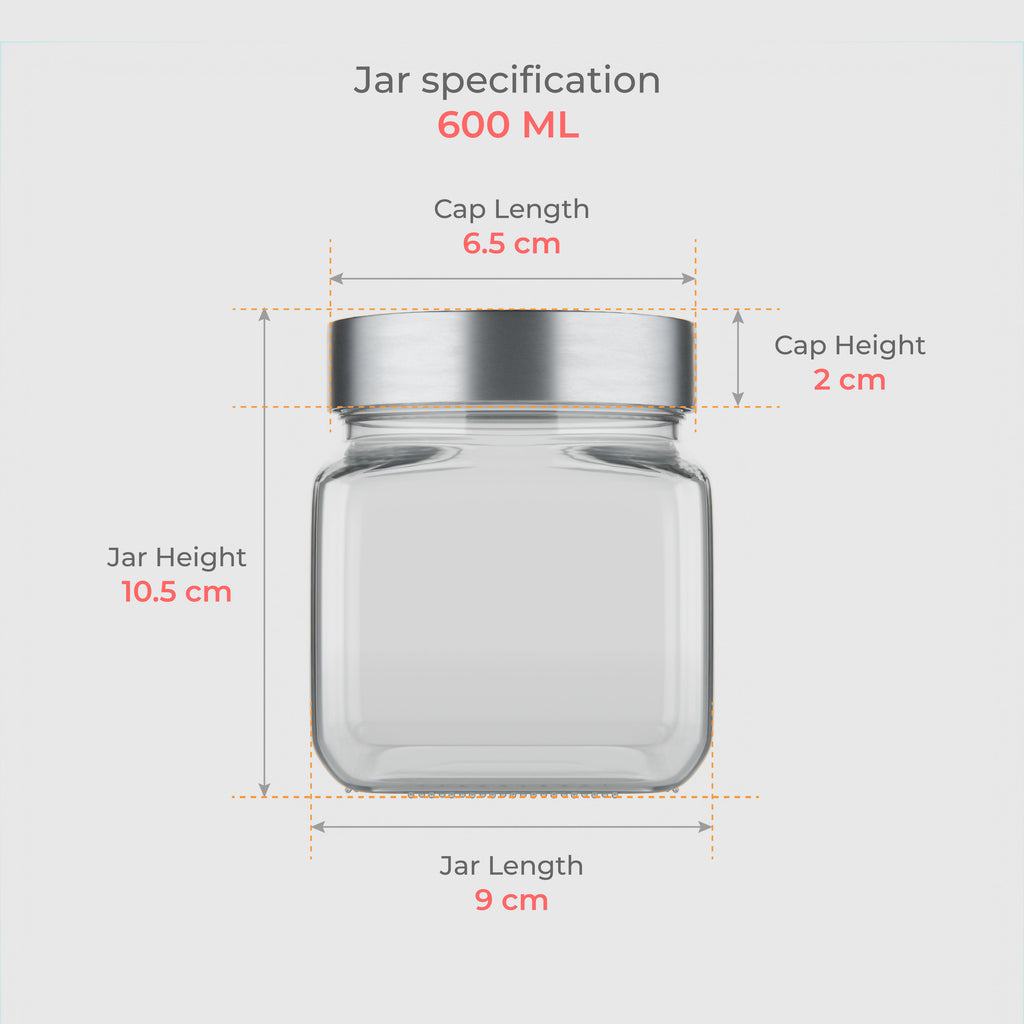 600 ML Cubical Glass Jar