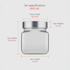 600 ML Cubical Glass Jar