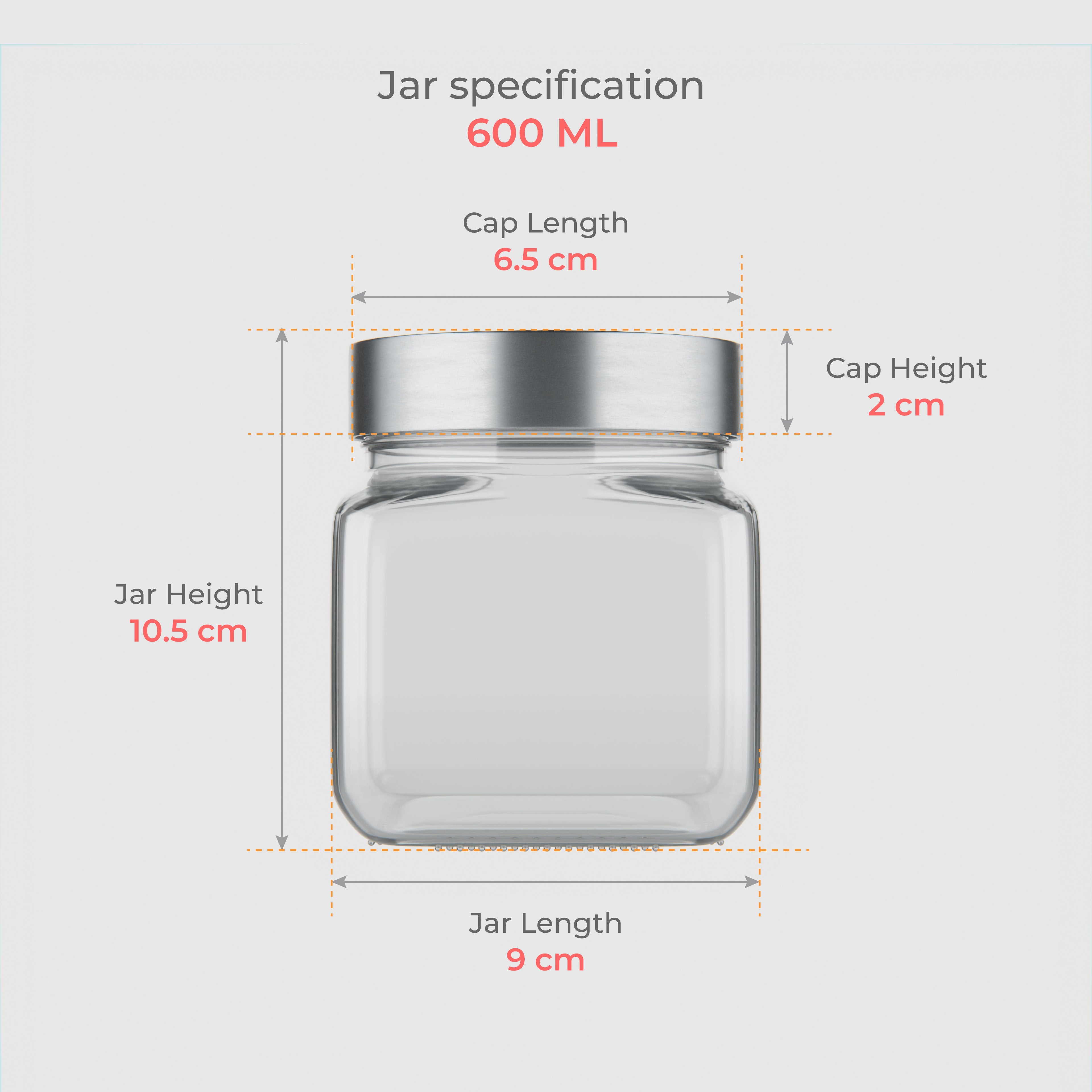 600 ML Cubical Glass Jar
