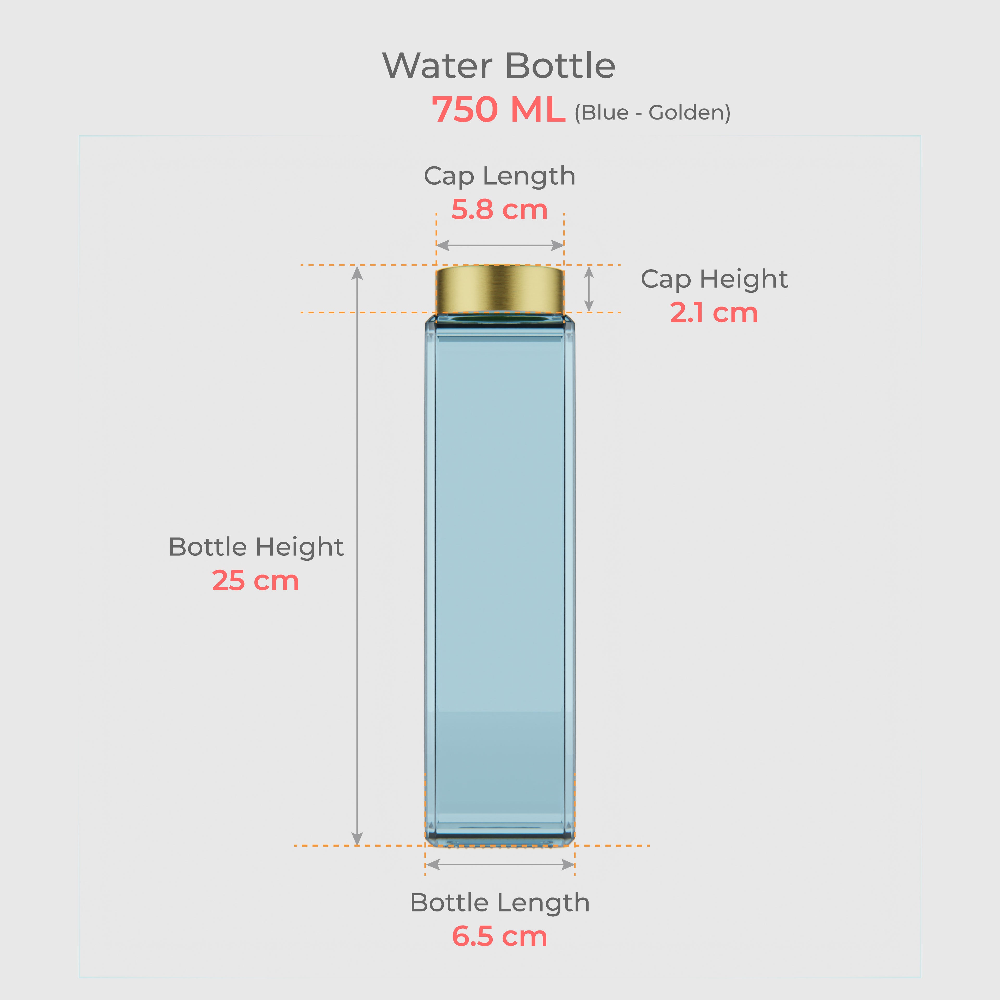 750 ML Snow Blue Glass Bottle with Gold & Silver Cap