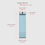750 ML Snow Blue Glass Bottle with Gold & Silver Cap