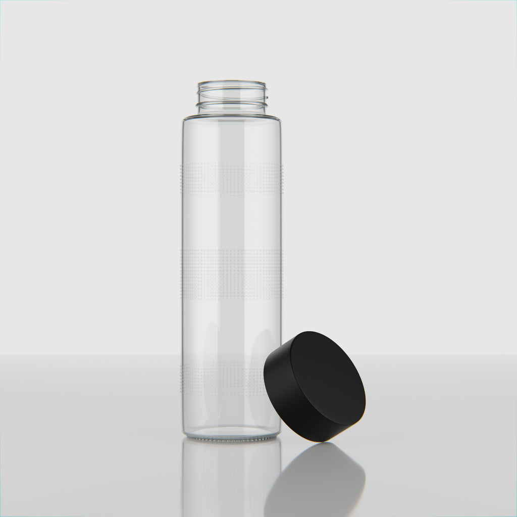 750 ML Glass Water Bottle with Steel & Black Cap