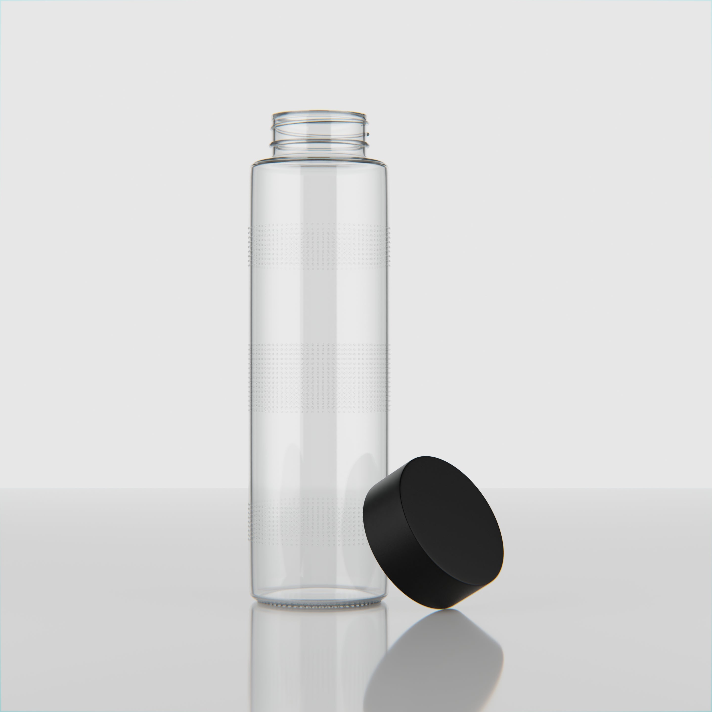 750 ML Glass Water Bottle with Steel & Black Cap