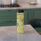 750 ML Glass Water Bottle with Steel & Black Cap