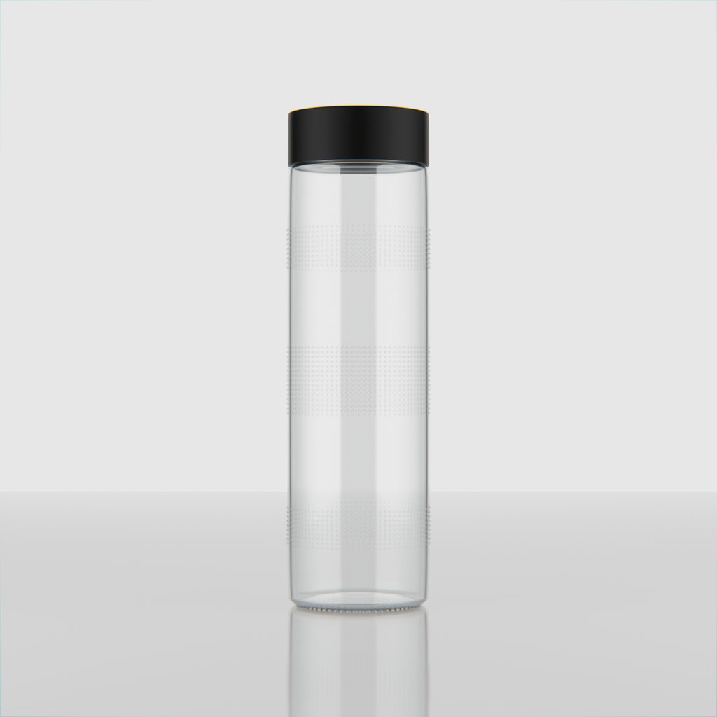 750 ML Glass Water Bottle with Steel & Black Cap