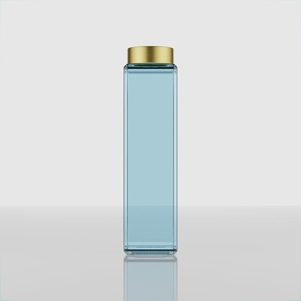 750 ML Snow Blue Glass Bottle with Gold & Silver Cap