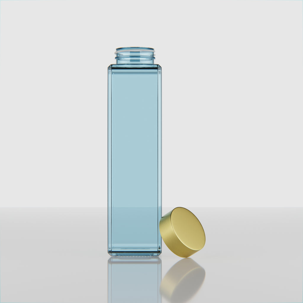750 ML Snow Blue Glass Bottle with Gold & Silver Cap