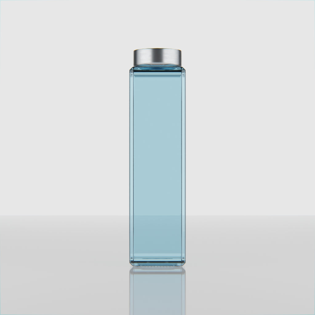 750 ML Snow Blue Glass Bottle with Gold & Silver Cap