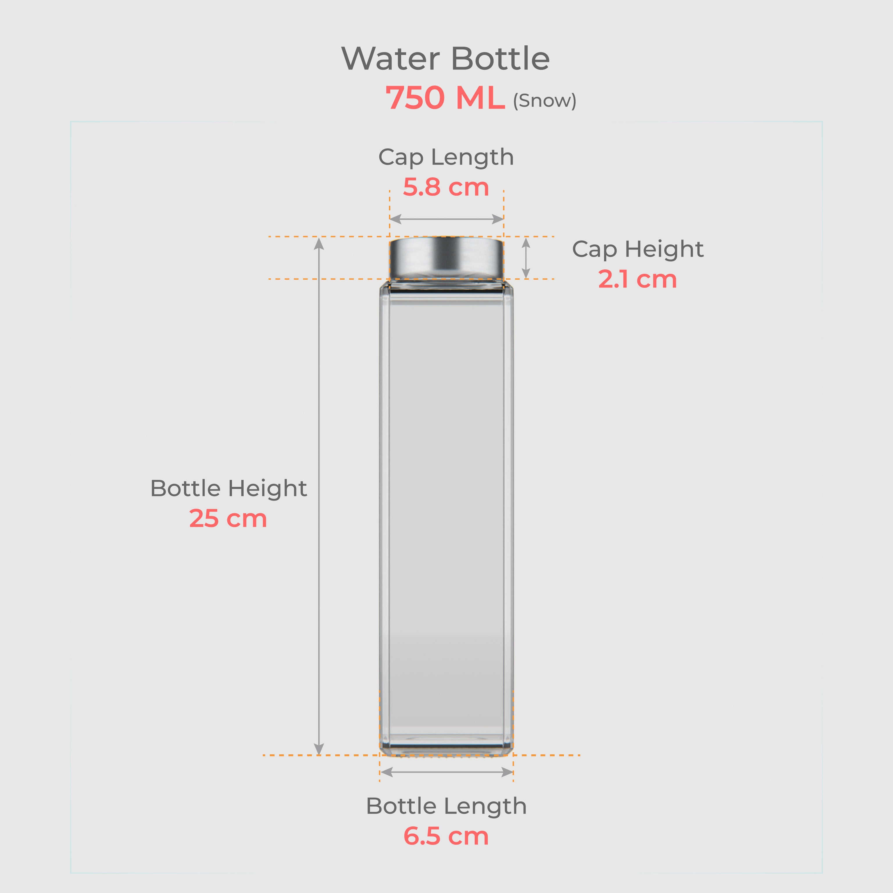 750 ML Snow Glass Water Bottle