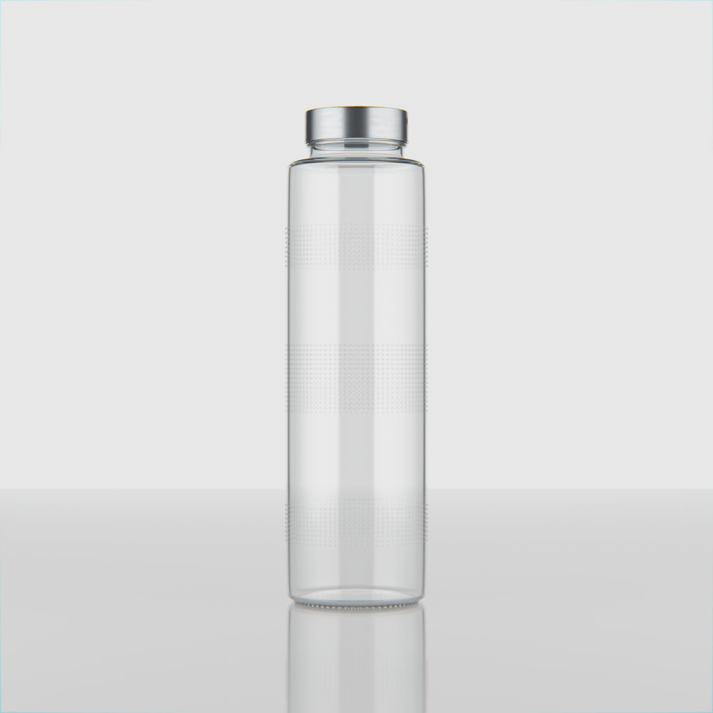 750 ML Glass Water Bottle with Steel & Black Cap